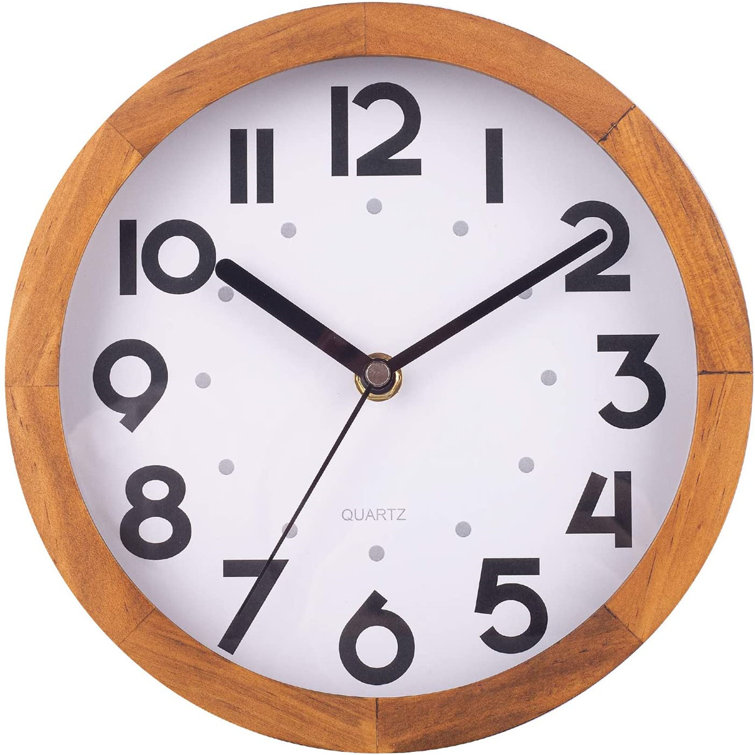 Ebern Designs Kaho 8 Inch Small Wooden Wall Clock, Vintage Decorative