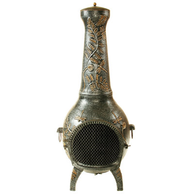 Oakland Living Dragonfly Cast iron Wood Burning Chiminea Finish: Antique Pewter