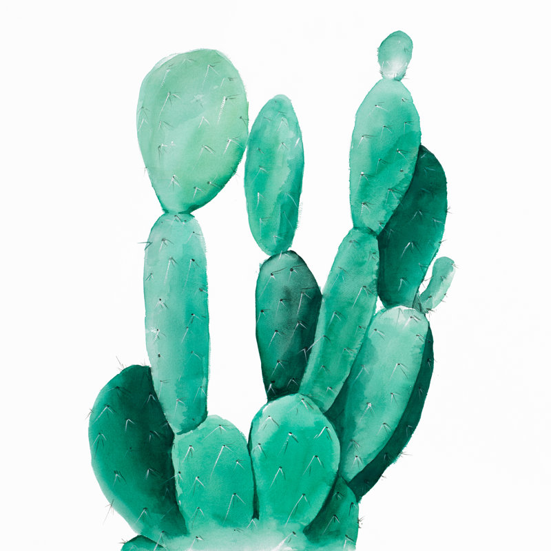 Bungalow Rose Paddle Cactus Oil Painting Print On Wrapped Canvas