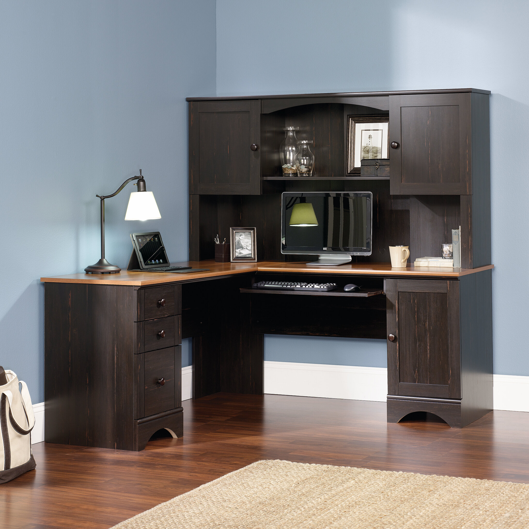 Beachcrest Home Pinellas L Shape Computer Desk With Hutch