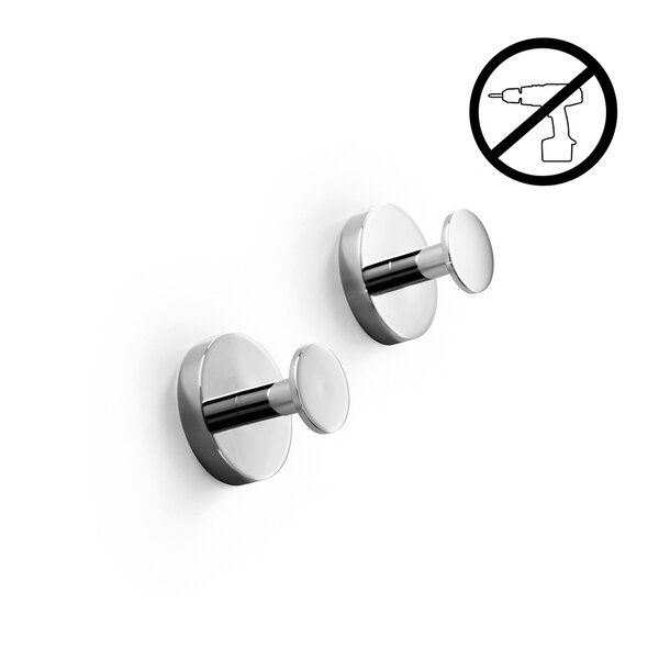 Luxspire 2PACK Suction Cup Hook Holder, Self Adhesive Stainless Steel Hook Kitchen Bathroom Wall Door Stick Holder for Towel, Coat, Cap, etc - Silver 