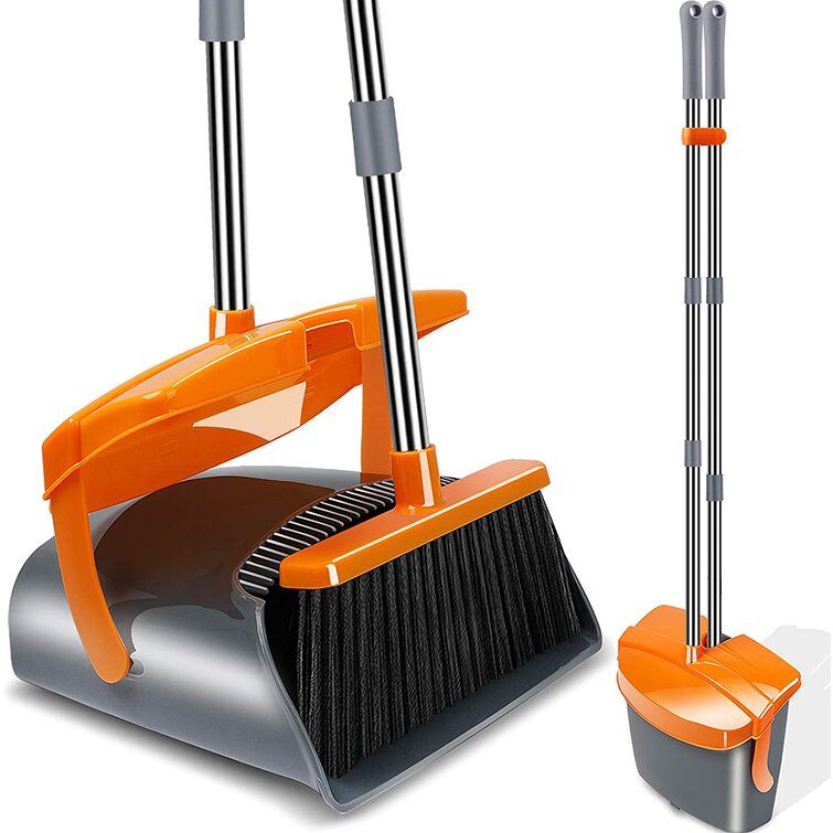 Upright Lobby Broom Dust-pan Cleaning Set Commercial Open lid Floor Carpet Sweep 