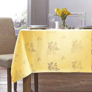 yellow and grey tablecloth