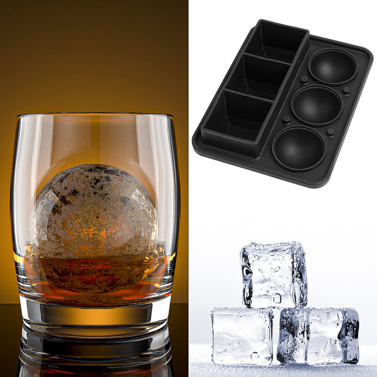 Cocktails Easy to Release Sphere Ice Mold Tray Large Ice Cube Trays 2 Packs Round Ice Cube Mold /& Square Ice Cube Mold UPGARED Leak-Proof Sphere Ice Cube Trays Silicone Ice Cube Tray for Whiskey
