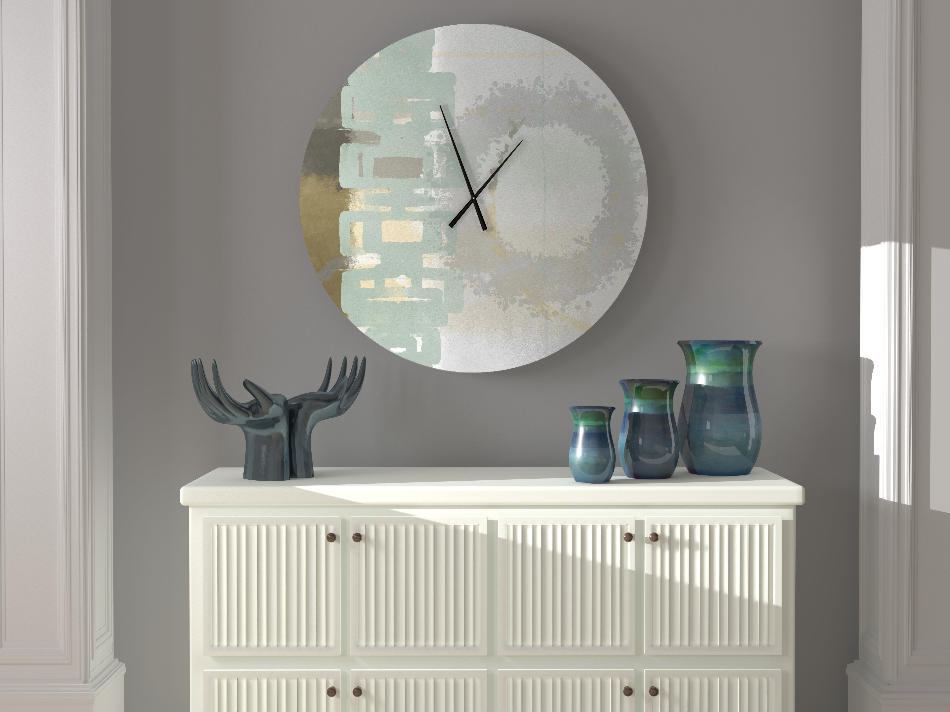 Ebern Designs Guiltless Resounding Abstract Metal Wall Clock Wayfair