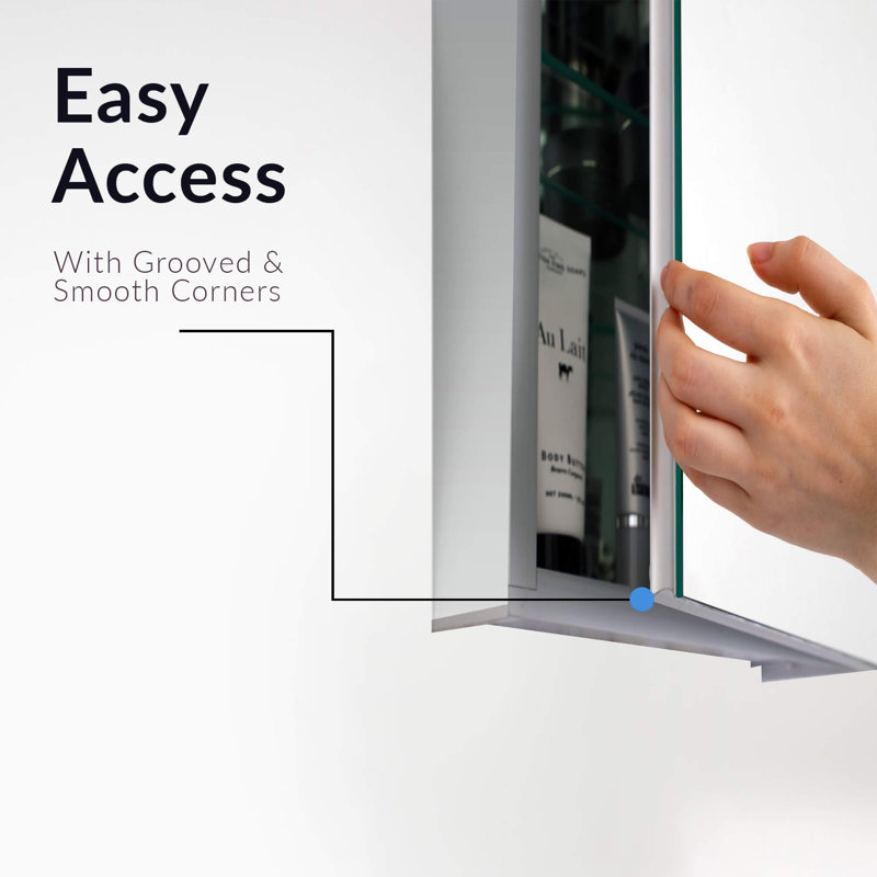 Orren Ellis Sergei 20 X 30 Recessed Or Surface Mount Frameless Medicine Cabinet With 3 Adjustable Shelves Reviews Wayfair