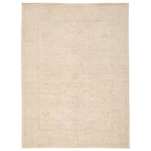 Vegetable Dye Hand-Knotted Ivory Area Rug