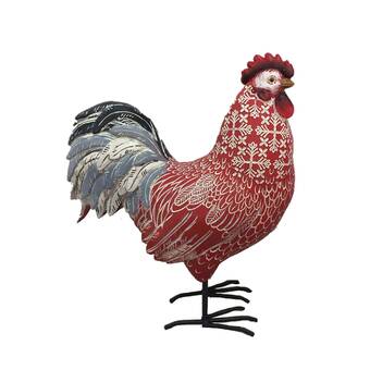 ROOSTER STANDING ON COBS OF CORN NEW REALISTIC LIFE LIKE GARDEN DECOR STATUE