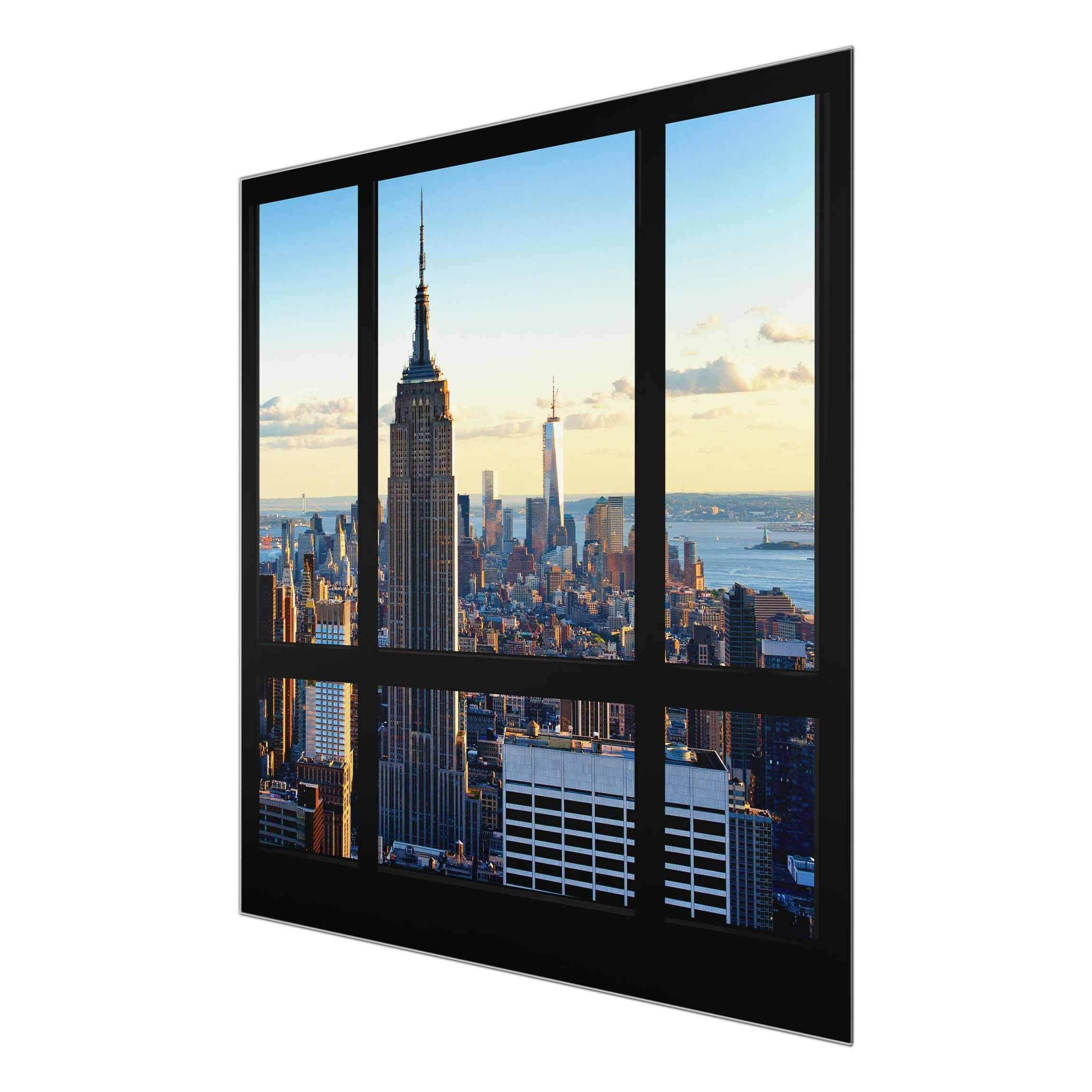 East Urban Home New York Window View Of Empire State Building Photograph On Glass