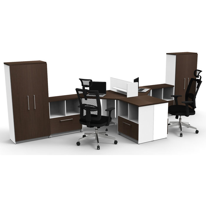 Symple Stuff Reception Corner Desk With Seating Collaboration
