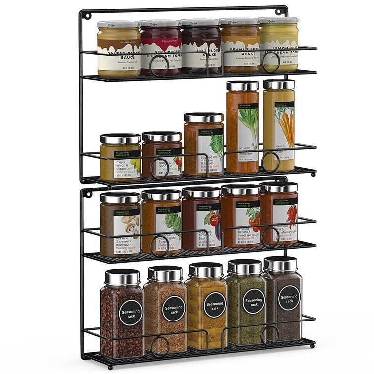 2-Tier Spice Rack Countertop Shelf for Kitchen Wall-mounted Spice Jars Storage 