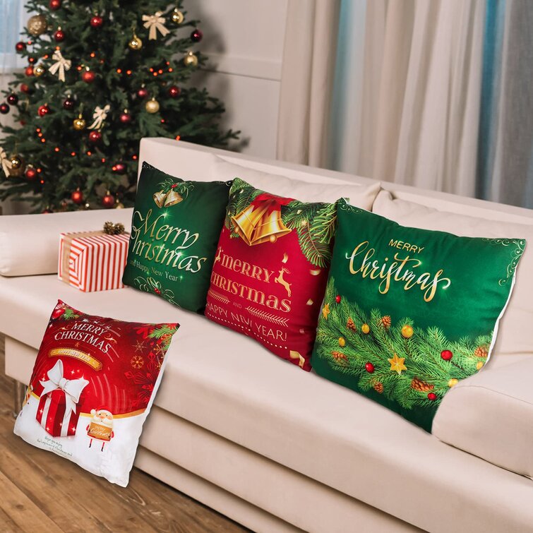 18" Christmas Cushion Cover Red Pillow Case Sofa Throw Xmas Gifts Home Decor 