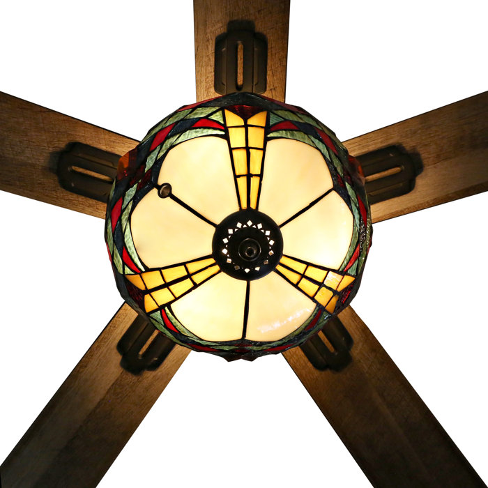 52 Lohmann Stained Glass 5 Blade Ceiling Fan Light Kit Included
