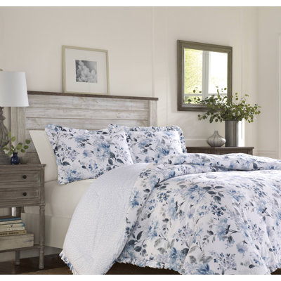 ( Only Pillow sham ) Laura Ashley Chloe Blue Cotton Comforter Set