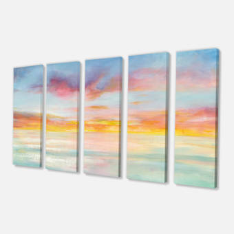 East Urban Home Pastel Pink And Blue Clouds Painting Multi