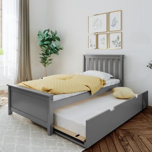 CREAM 3FT SINGLE PULL OUT TRUNDLE DIVAN GUEST BED WITH MATTRESS AND HEADBOARD BY Luxurious Nights. 