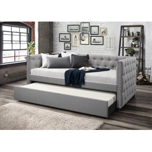 Dangelo Upholstered Twin Daybed with Trundle by Charlton Home