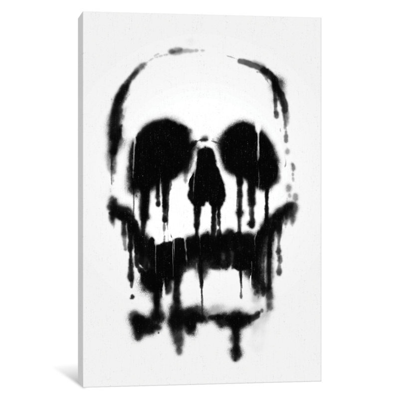 East Urban Home Skull Painting Print On Wrapped Canvas In White