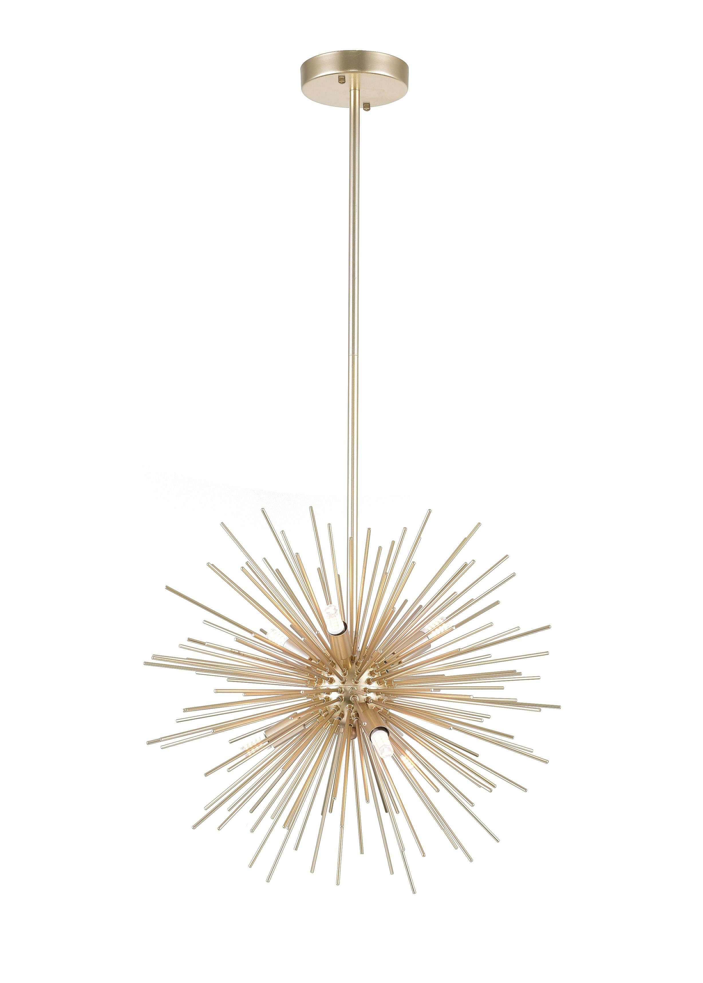 CWI Lighting Savannah 6-Light Gold Leaf Chandelier