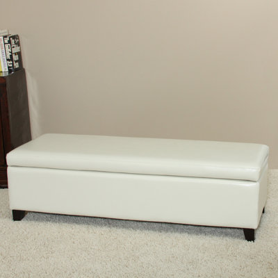 Ridgeley Bailey Bonded Leather Storage Ottoman Bench Wade Logan