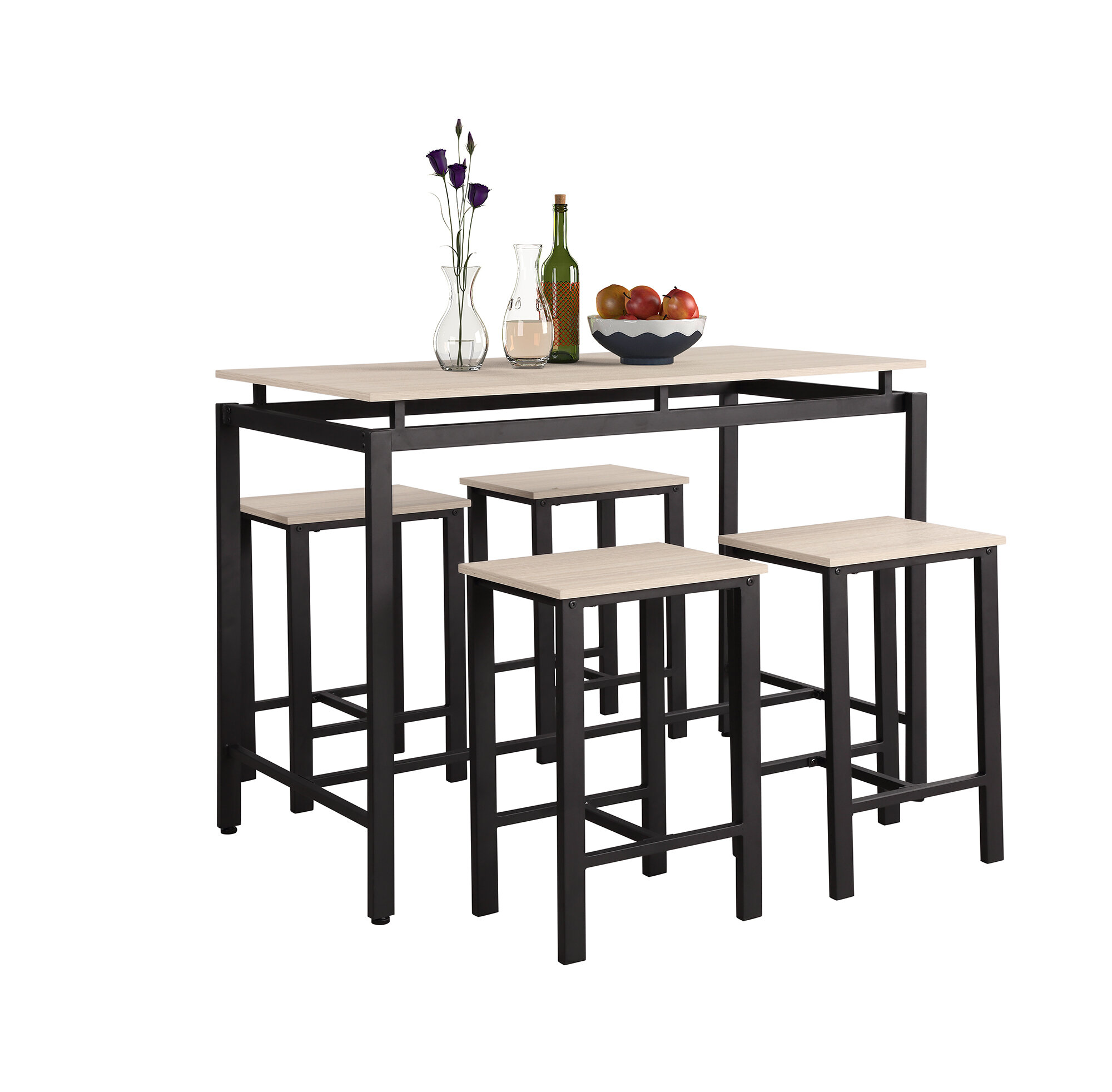 5 Piece Counter Height Table Set Dining Table With 4 Chairs