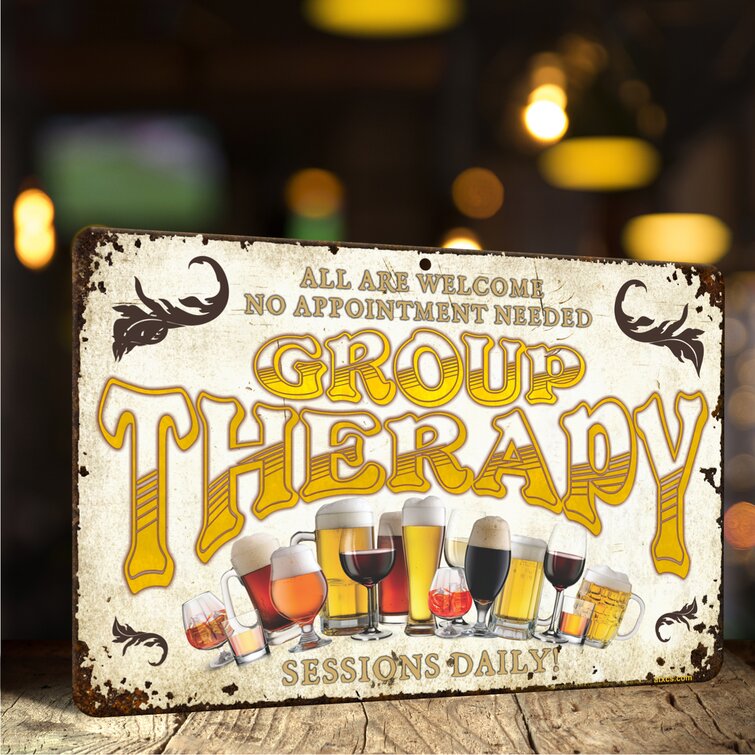 Funny Sign for Bar Decor Group Therapy Sessions Daily ATX CUSTOM SIGNS 