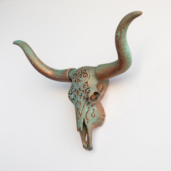 Large Ox Head With Horns Bust Statue Figurine Display Wall Art Bull Cow Stake 