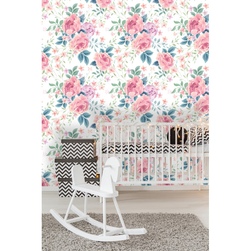 House Of Hampton Brice Removable Nursery Pastel Peonies 4 17 L X
