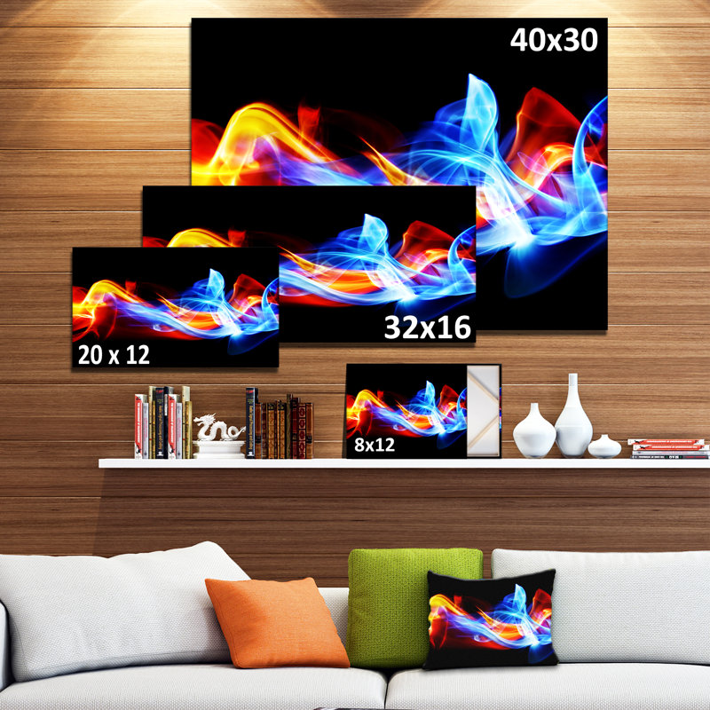 Designart Fire And Ice Digital Abstract Graphic Art On Wrapped