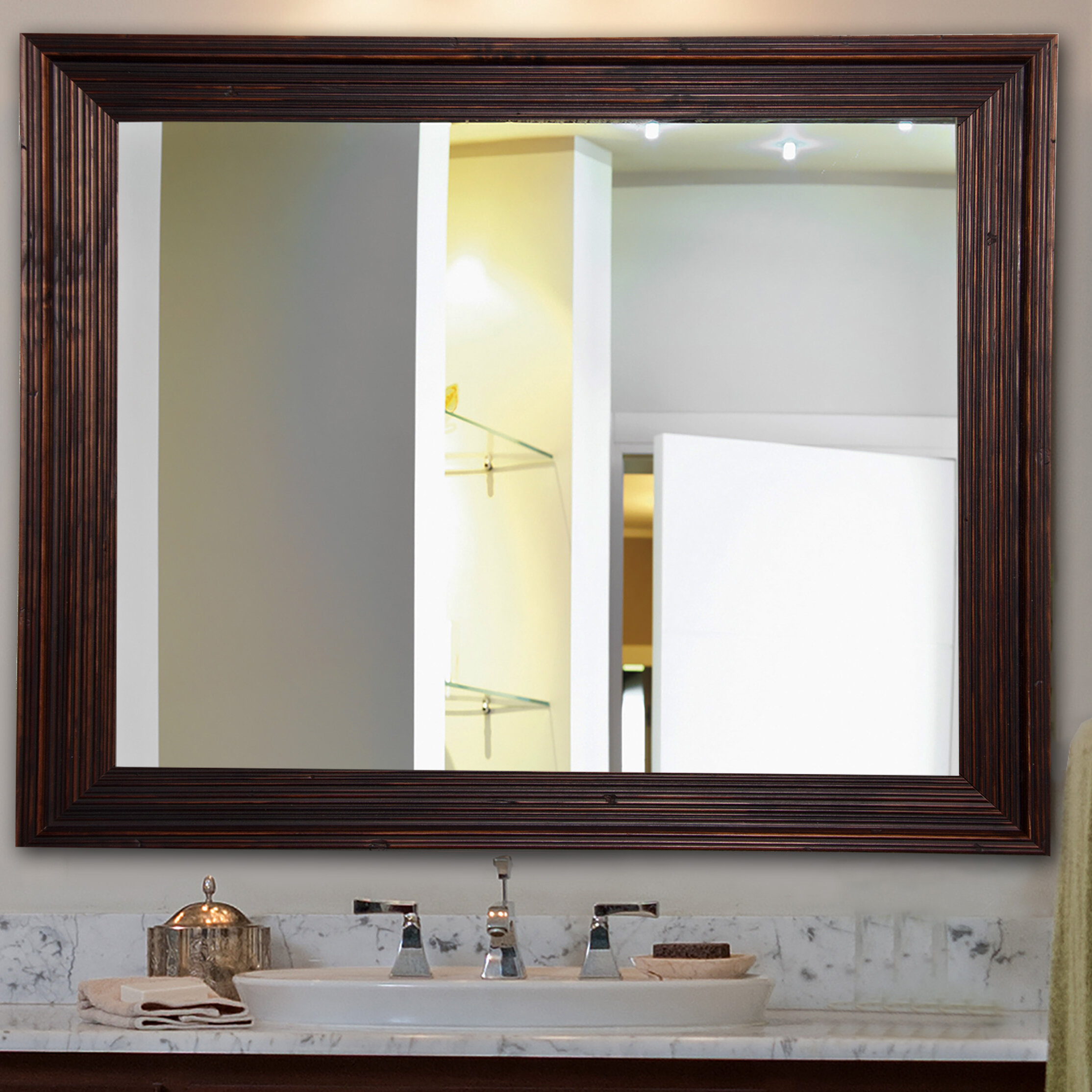 Darby Home Co Handcrafted Dark Brown Rustic Accent Mirror