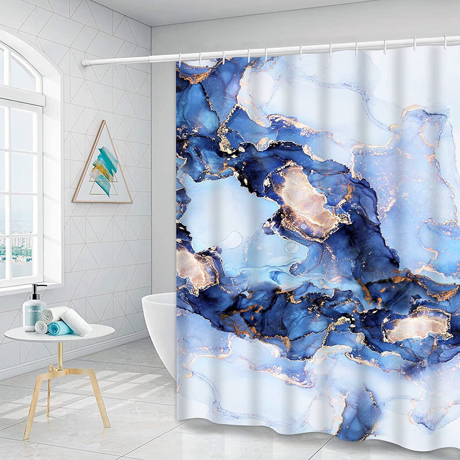 Multichoice Water Resistant Fabric Bath Shower Curtain w/ 12 Hook Ring Bathroom 