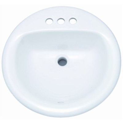 White Vitreous China Circular Drop In Bathroom Sink with Faucet and OverflowWhite Vitreous China Circular Drop In Bathroom Sink with Faucet and Overflow