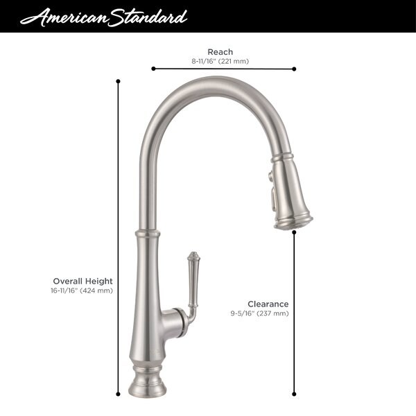 American Standard Delancey Pull Down Single Handle Kitchen Faucet With ...