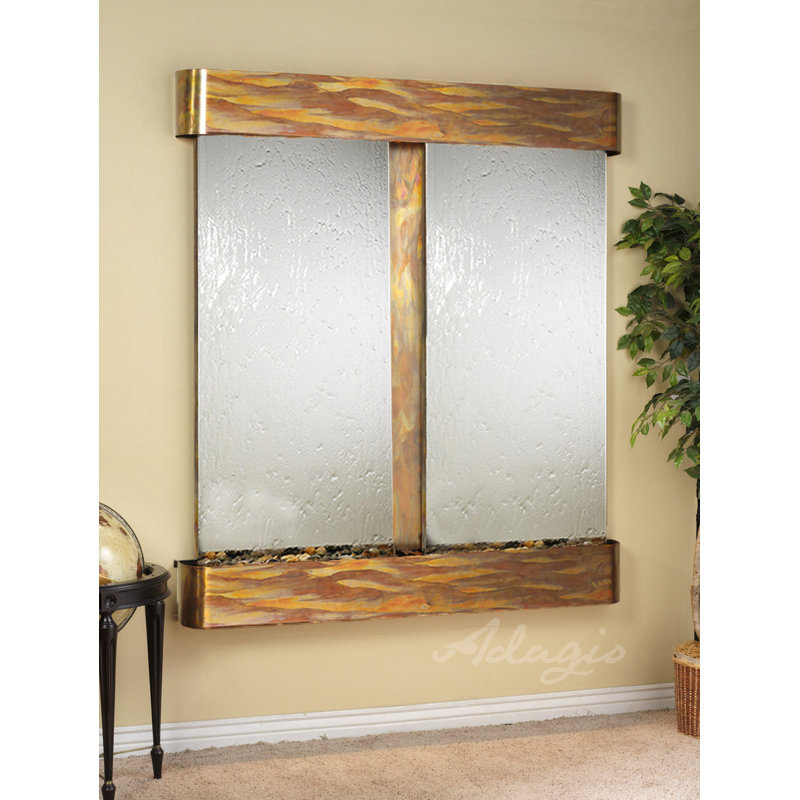 Cottonwood Falls Natural Stone/Metal Wall Fountain with Light