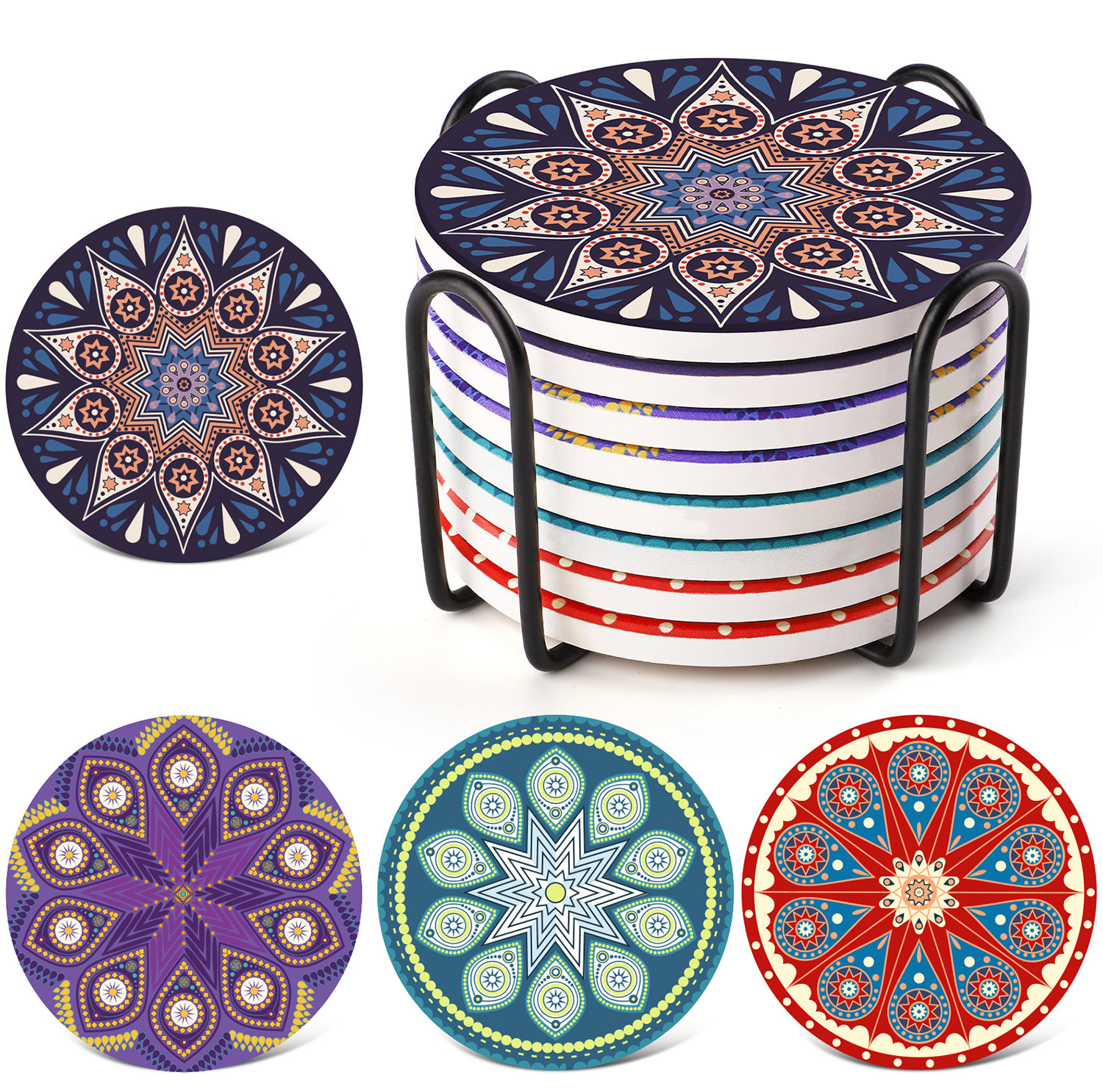 Dakota Fields Ceramic Coaster Set with Holder & Reviews Wayfair