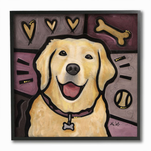 Wrought Studio Pink Purple Golden Labrador Dog Pet Painting