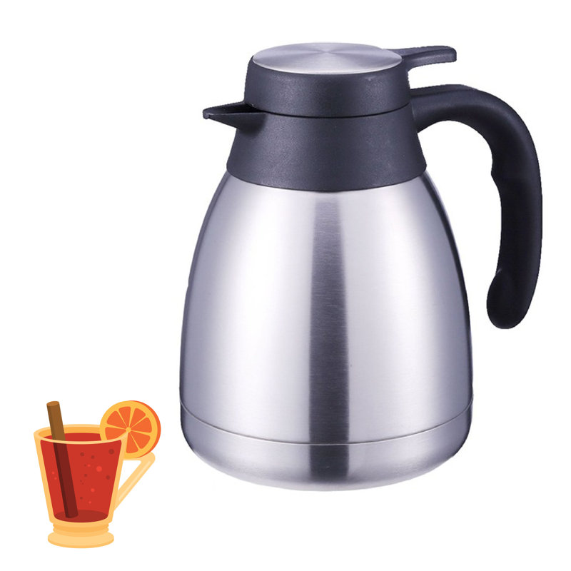 Up tp 12 Hours Heat Retention and 24 Hrs Cold Retention 64 Oz Coffee Karaffe Stainless Steel Insulated Double Walled Vacuum Thermos 2 Quart Thermal Coffee Carafe by Korkmaz A596-02