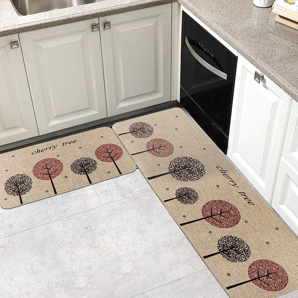 Red Barrel Studio 2 Pieces Cushioned Chef Rug Microfiber Kitchen Rugs Non Slip Rubber Floor Mat Kitchen Carpets Machine Washable Mat Wayfair