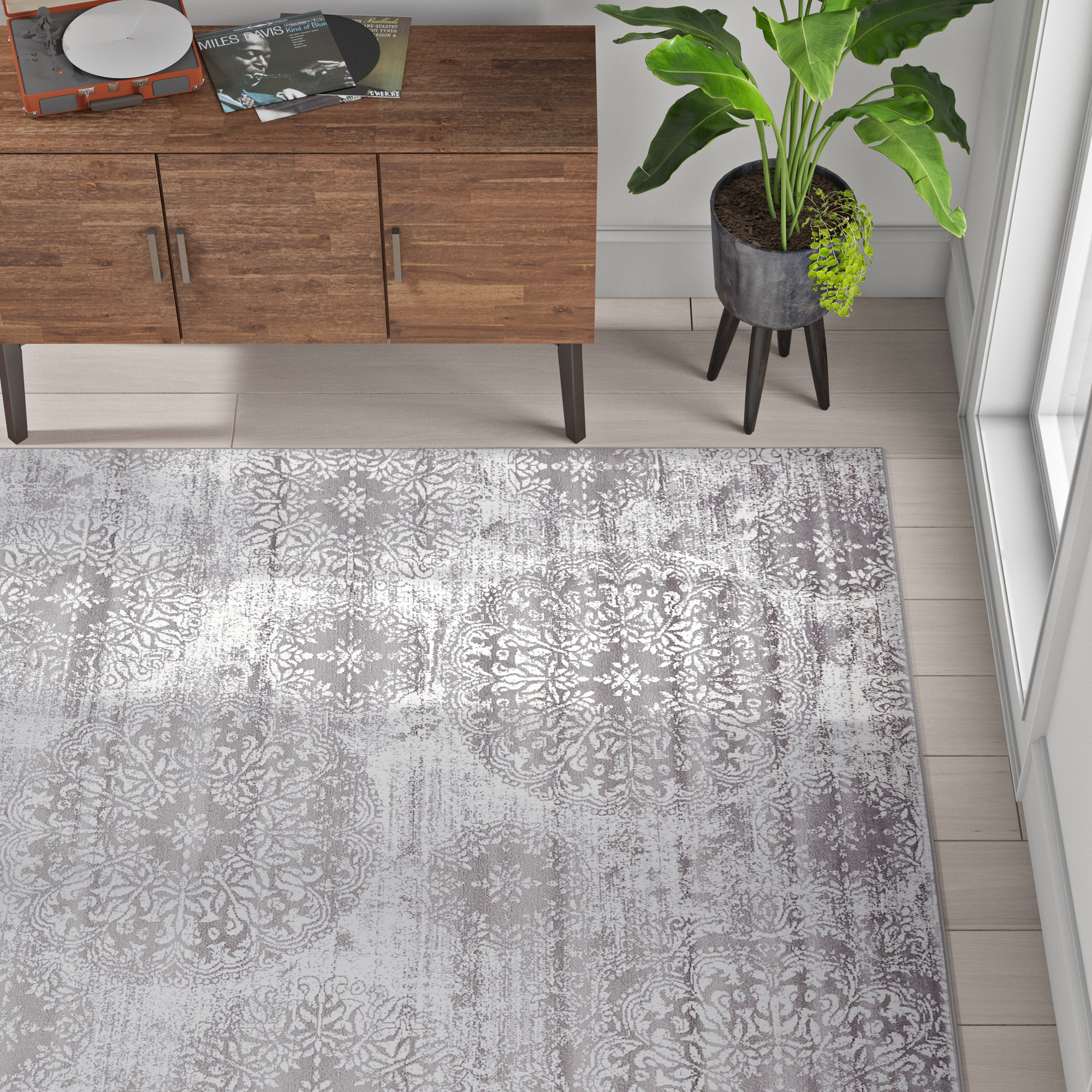Mistana Brandt Floral Gray Area Rug Reviews Wayfair