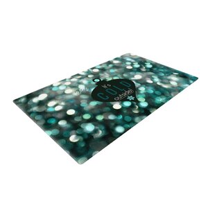 Robin Dickinson It's Cold Outside Teal Area Rug