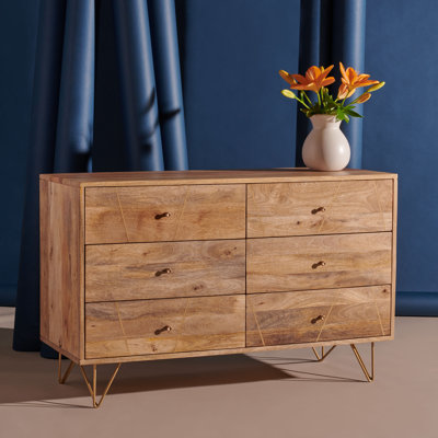 Danne 6 Drawer 45.3'' W Solid Wood Double Dresser