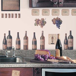 Wine Badge Wine Bottle Glass Food And Drink Wall Stickers Kitchen Art  WS-19194 