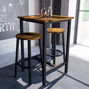 eSituro Bar Table with 2 Bar Stools Set Kitchen Dining Table Coffee Table Black 