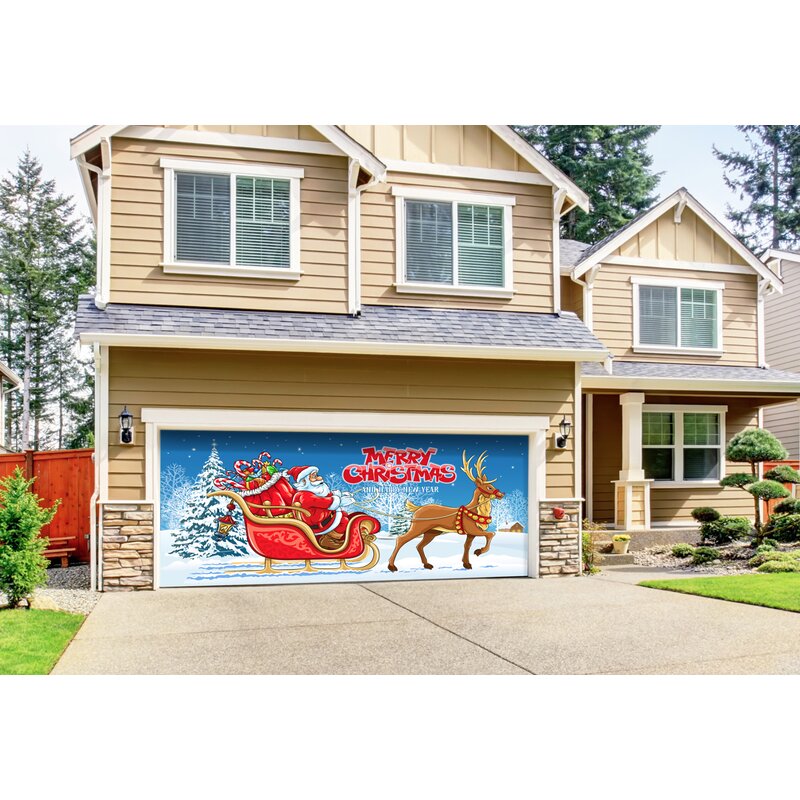 The Holiday Aisle® Santa's Sleigh Ride Garage Door Mural & Reviews ...