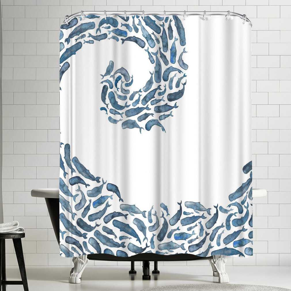 East Urban Home Elena Oneill Whale Wave Single Shower Curtain Reviews Wayfair