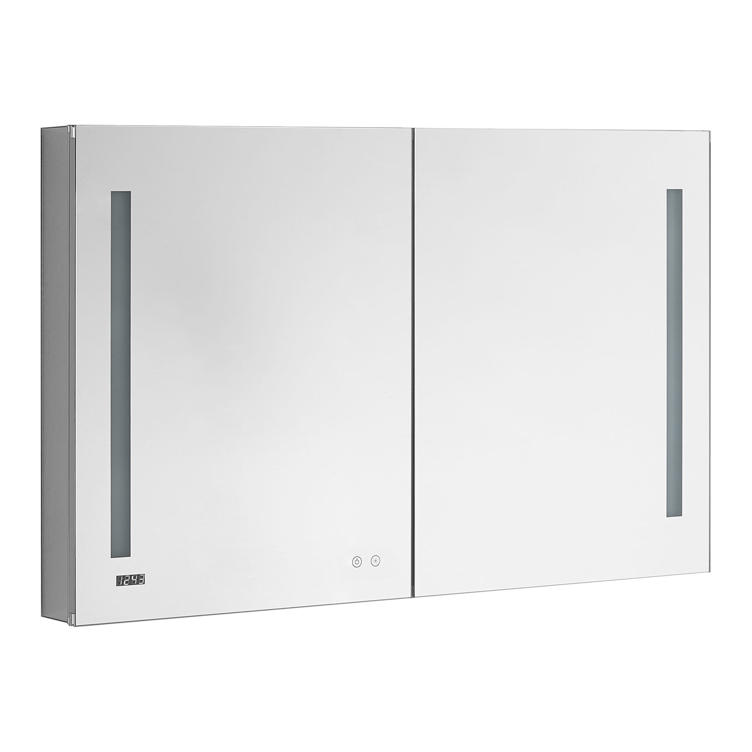 Orren Ellis Oglethorpe 48 X 40 Recessed Or Surface Mount Frameless Medicine Cabinet With 4 Adjustable Shelves And Led Lighting Wayfair