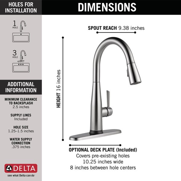 9113t Dst Bl Dst Ar Dst Delta Essa Pull Down Single Handle Kitchen Faucet With Magnatite Docking And Touch2o Technology Reviews Wayfair