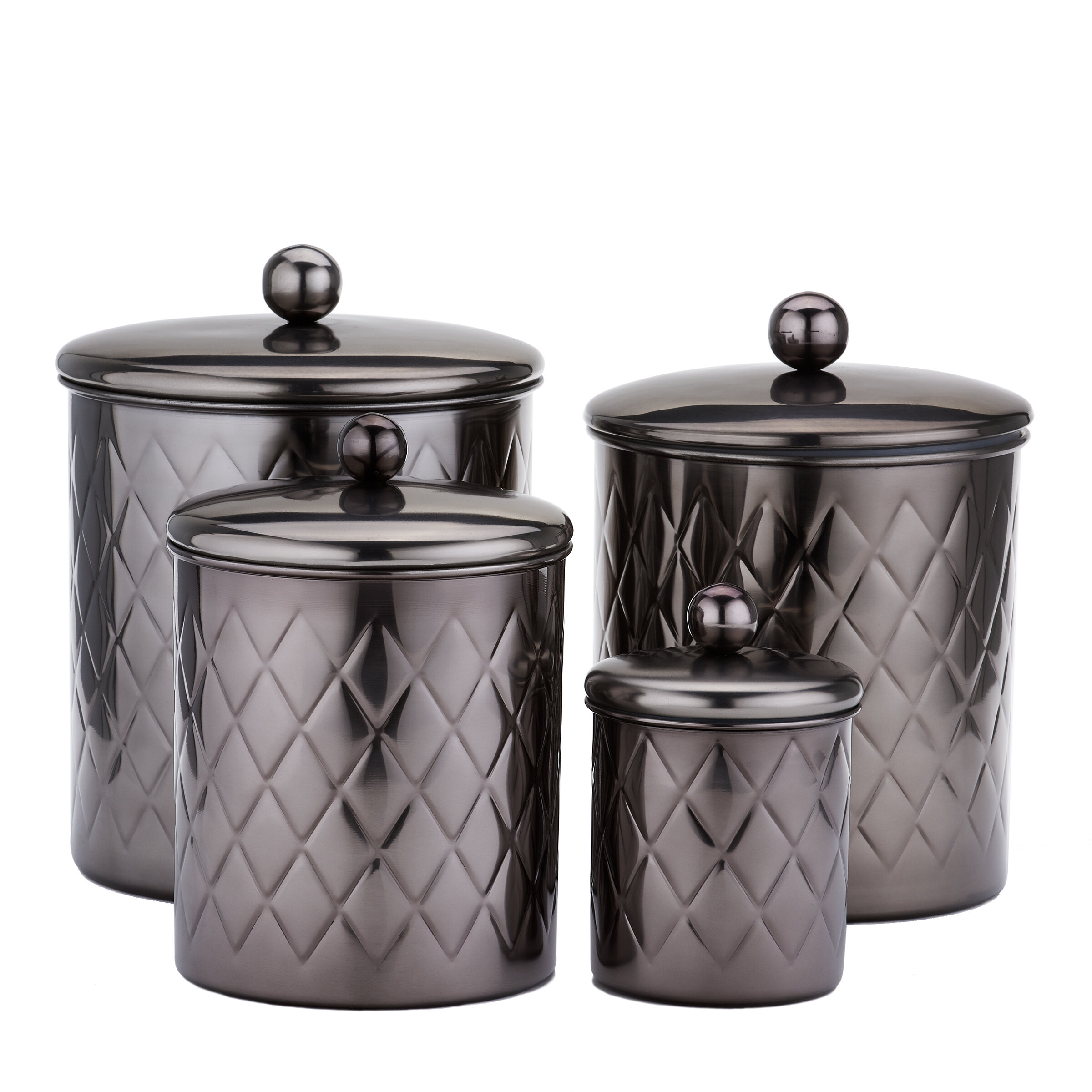 Canora Grey Embossed Diamond 4 Piece Kitchen Canister Set