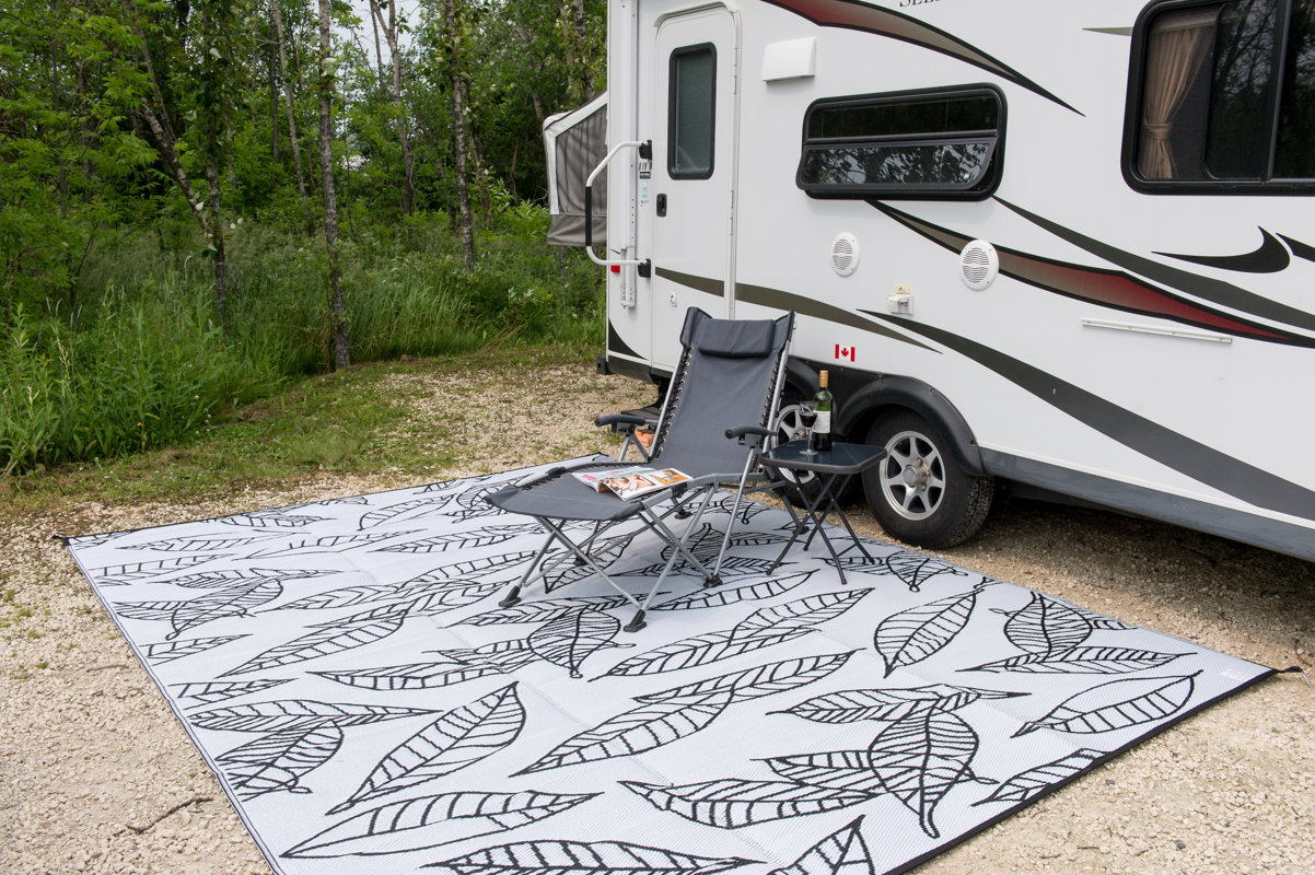 B Begonia Arctic Reversible Rv Camping Patio Mat Black White Arctic Reversible Rv Camping Patio Mat Black White Outdoor Area Rug