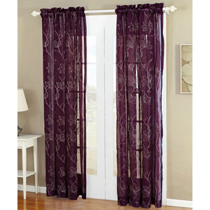 Phillips Floral Sheer Rod Pocket Panel Pair (Set of 2)